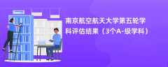 南京航空航天大学第五轮学科评估结果（3个A-级学科）