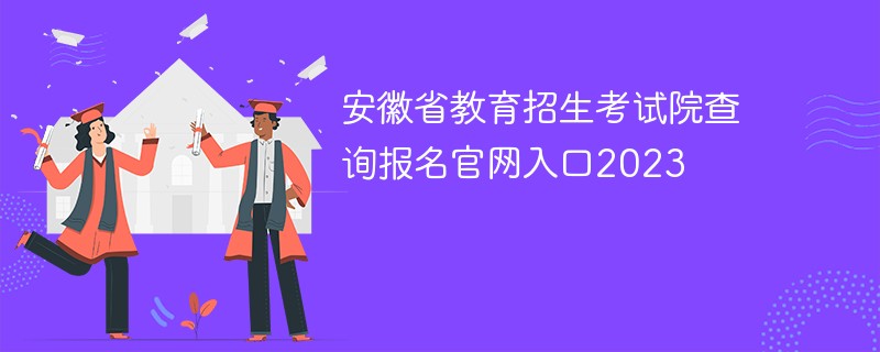 安徽省教育招生考试院查询报名官网入口2024