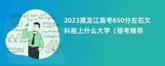 2023黑龙江高考650分左右文科能上什么大学（报考推荐