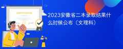 2023安徽省二本录取结果什么时候公布（文理科）