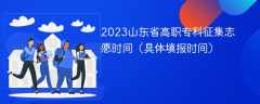 2023山东省高职专科征集志愿时间（具体填报时间）