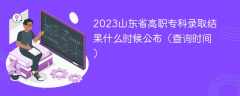 2023山东省高职专科录取结果什么时候公布（查询时间）