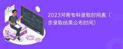 2023河南专科录取时间表（含录取结果公布时间）