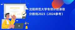 沈阳师范大学专项计划录取分数线2023（2024参考）