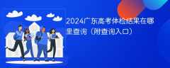 2024广东高考体检结果在哪里查询（附查询入口）