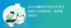 2024安徽高中学业水平考试成绩什么时候出来（具体查询时间）