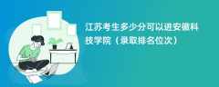 2024江苏考生多少分可以进安徽科技学院（录取排名位次）