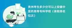 2024贵州考生多少分可以上安徽中医药高等专科学校（录取排名位次）