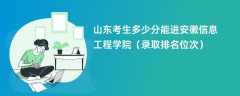 2024山东考生多少分能进安徽信息工程学院（录取排名位次）