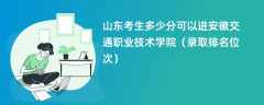 2024山东考生多少分可以进安徽交通职业技术学院（录取排名位次）