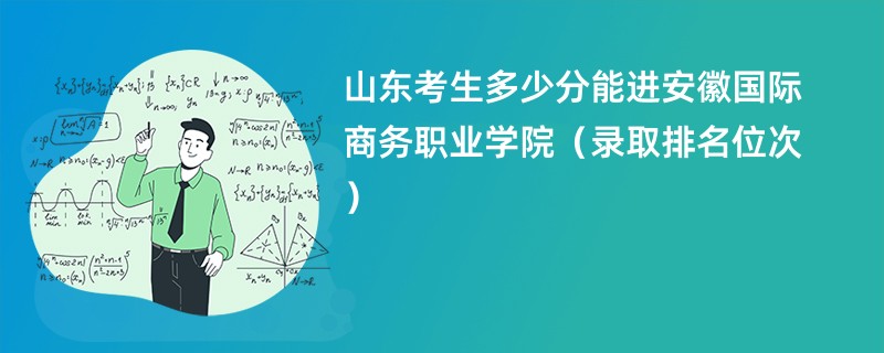 2024山东考生多少分能进安徽国际商务职业学院（录取排名位次）