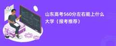 2024山东高考560分左右能上什么大学（报考推荐）