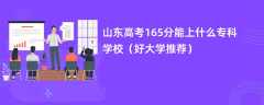 2024山东高考165分能上什么专科学校（好大学推荐）