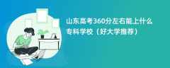 2024山东高考360分左右能上什么专科学校（好大学推荐）