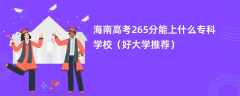 2024海南高考265分能上什么专科学校（好大学推荐）