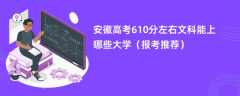 2024安徽高考610分左右文科能上哪些大学（报考推荐）