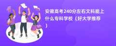 2024安徽高考240分左右文科能上什么专科学校（好大学推荐）