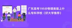 2024广东高考195分物理类能上什么专科学校（好大学推荐）