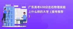 2024广东高考630分左右物理类能上什么样的大学（报考推荐）