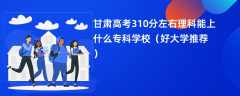 2024甘肃高考310分左右理科能上什么专科学校（好大学推荐）