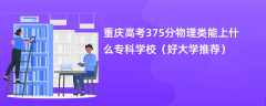 2024重庆高考375分物理类能上什么专科学校（好大学推荐）