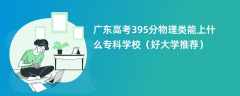 2024广东高考395分物理类能上什么专科学校（好大学推荐）