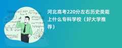 2024河北高考220分左右历史类能上什么专科学校（好大学推荐）