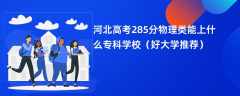 2024河北高考285分物理类能上什么专科学校（好大学推荐）