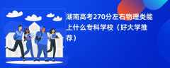 2024湖南高考270分左右物理类能上什么专科学校（好大学推荐）