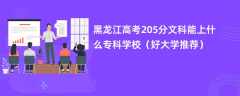 2024黑龙江高考205分文科能上什么专科学校（好大学推荐）