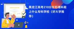 2024黑龙江高考210分左右理科能上什么专科学校（好大学推荐）