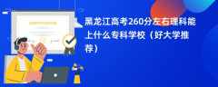 2024黑龙江高考260分左右理科能上什么专科学校（好大学推荐）