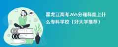 2024黑龙江高考265分理科能上什么专科学校（好大学推荐）