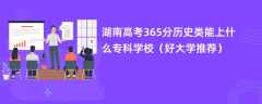 2024湖南高考365分历史类能上什么专科学校（好大学推荐）