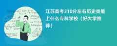 2024江苏高考310分左右历史类能上什么专科学校（好大学推荐）