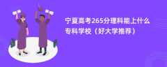 2024宁夏高考265分理科能上什么专科学校（好大学推荐）