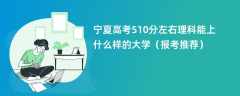 2024宁夏高考510分左右理科能上什么样的大学（报考推荐）