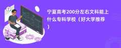 2024宁夏高考200分左右文科能上什么专科学校（好大学推荐）