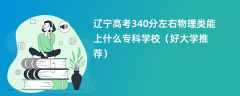 2024辽宁高考340分左右物理类能上什么专科学校（好大学推荐）