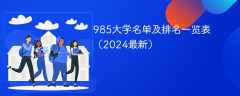 985大学名单及排名一览表（2024最新）