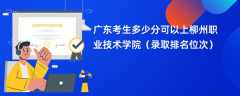 2024广东考生多少分可以上柳州职业技术学院（录取排名位次）