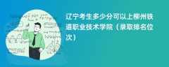 2024辽宁考生多少分可以上柳州铁道职业技术学院（录取排名位次）