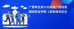 2024广西考生多少分能进广西培贤国际职业学院（录取排名位次）