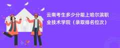 2024云南考生多少分能上哈尔滨职业技术学院（录取排名位次）