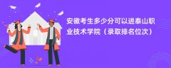 2024安徽考生多少分可以进泰山职业技术学院(录取排名位次)