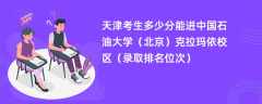 2024天津考生多少分能进中国石油大学（北京）克拉玛依校区（录取排名位次）