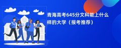 2024青海高考645分文科能上什么样的大学（报考推荐）