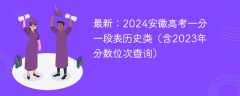 最新：2024安徽高考一分一段表历史类（含2023年分数位次查询）