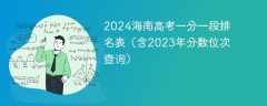 2024海南高考一分一段排名表（含2023年分数位次查询）