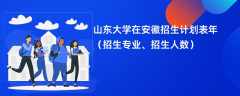 山东大学在安徽招生计划表2024年（招生专业、招生人数）